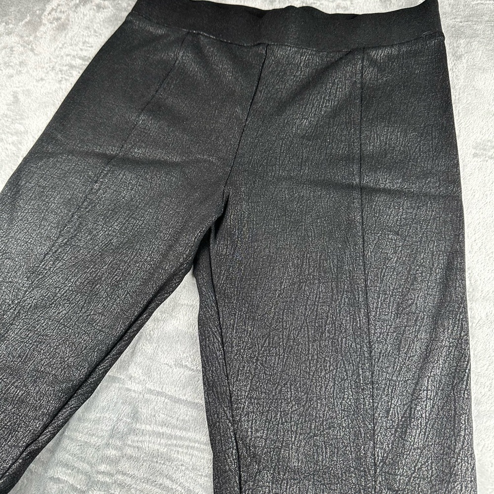 INC Faux Suede Leggings 8 Black Textured Animal Print Pull On Skinny Pants - Picture 4 of 8